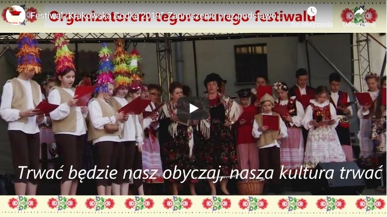 Zaproszenie na Festiwal „Krakowska Godka’2019”,